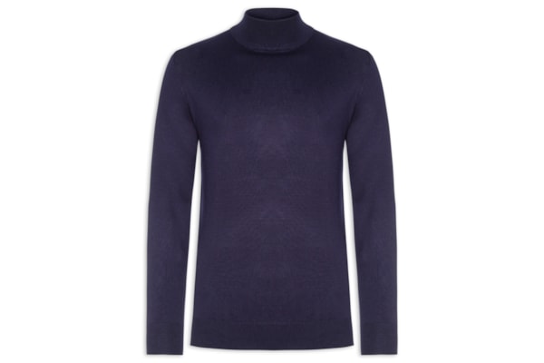 Tricot Masculino Básico Gola Alta - Azul