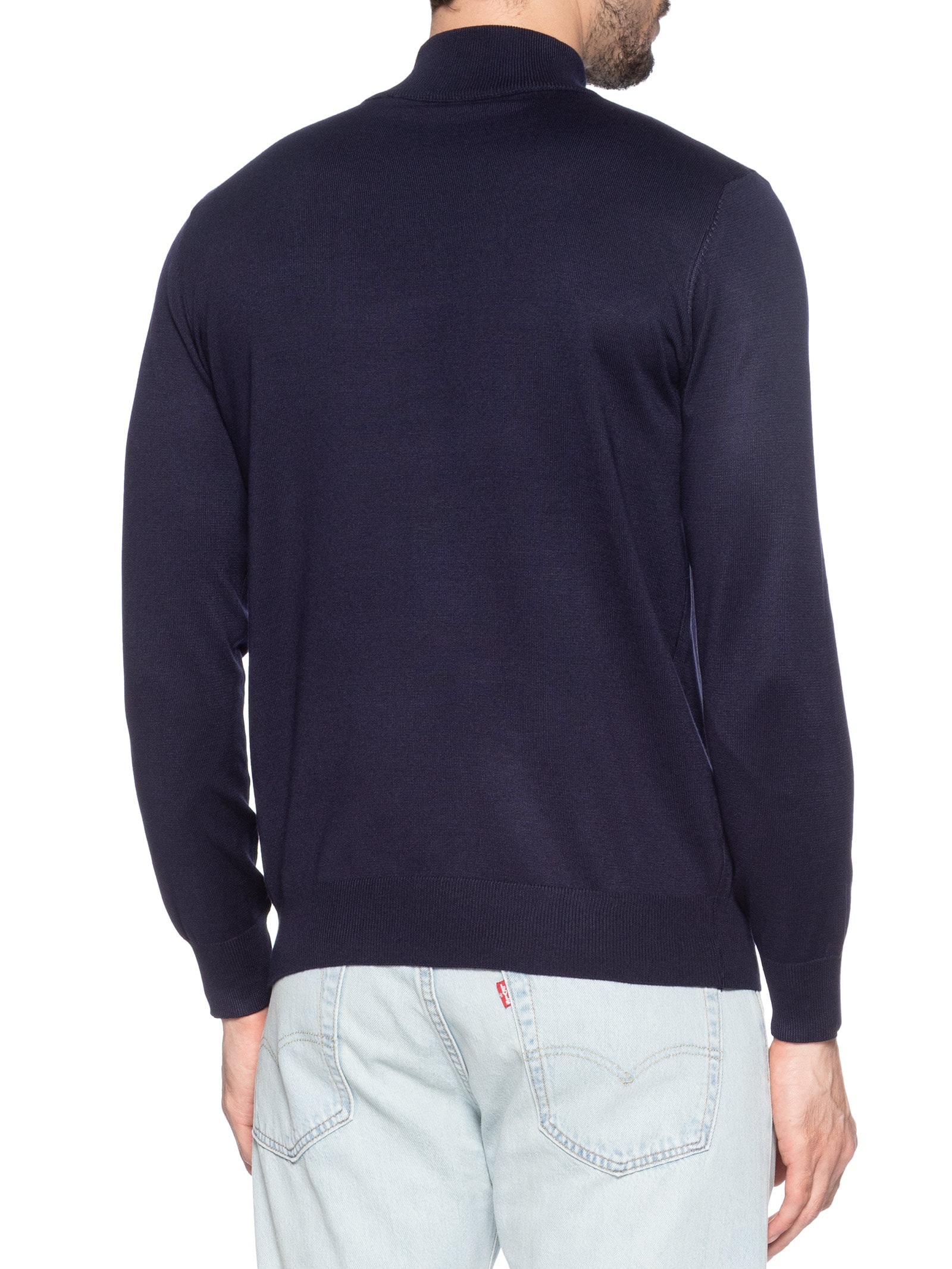 Tricot Masculino Básico Gola Alta Azul Basiq Men