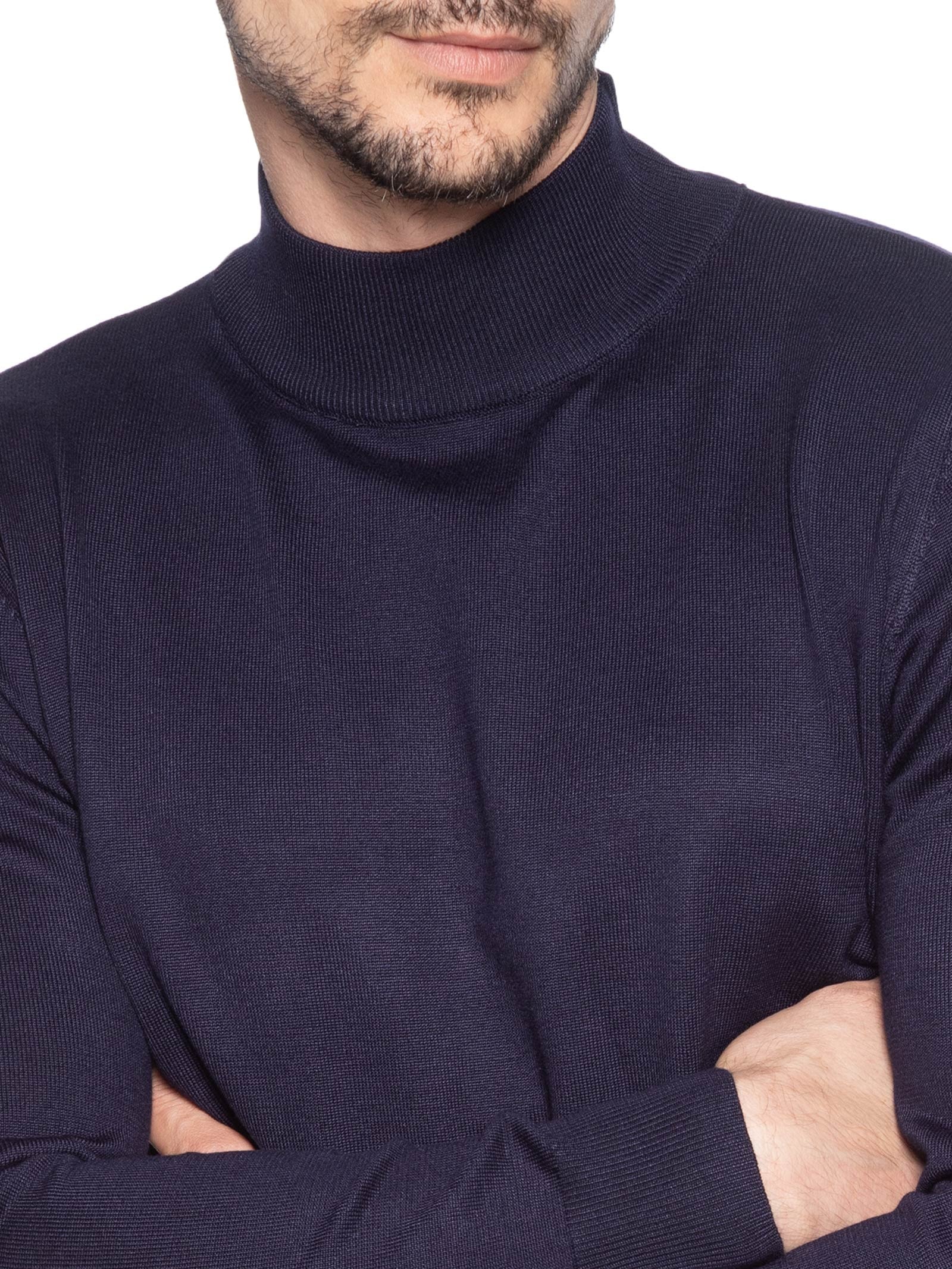 Tricot Masculino Básico Gola Alta Azul Basiq Men