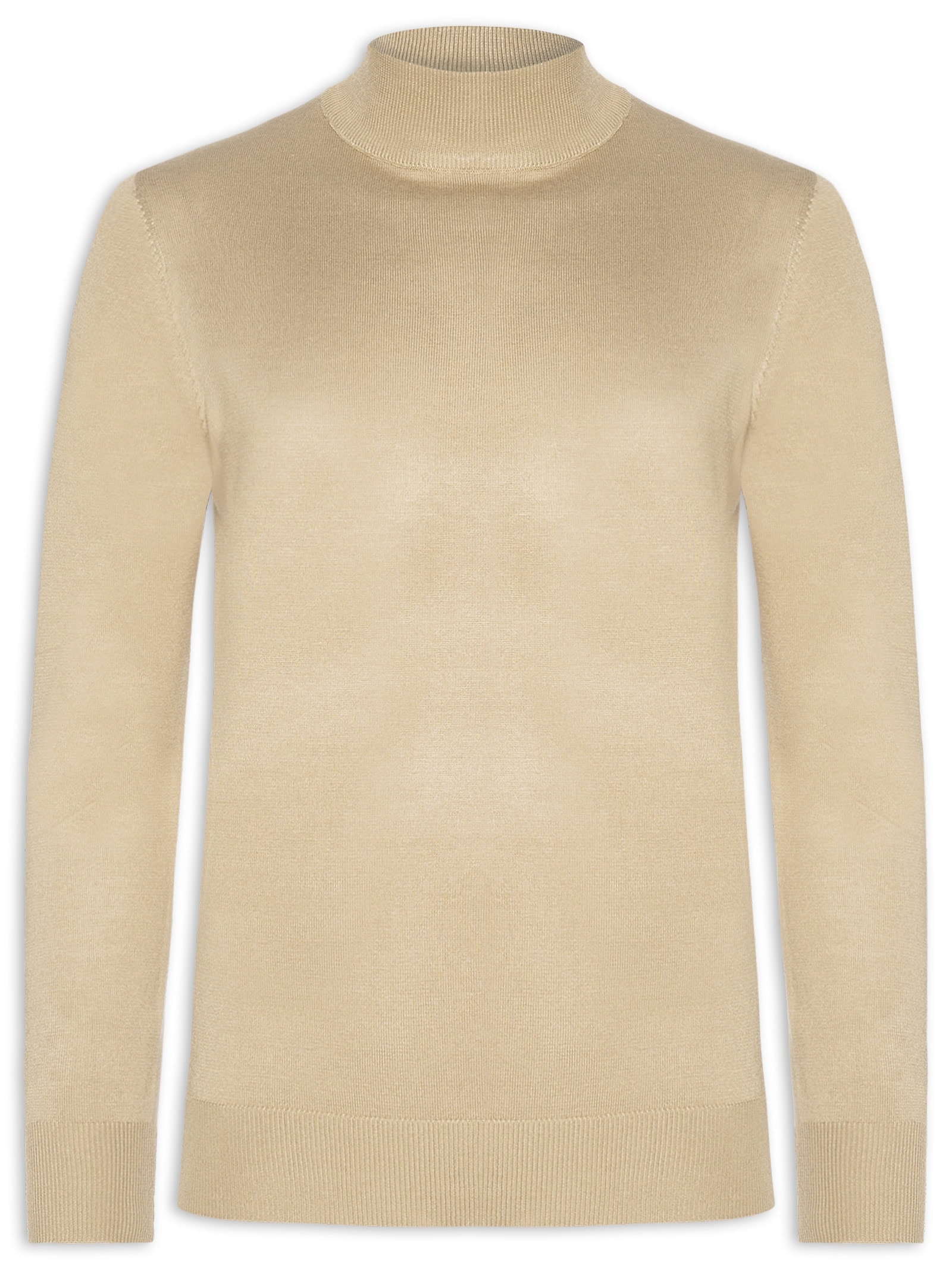 Tricot Masculino Básico Gola Alta Bege Basiq Men