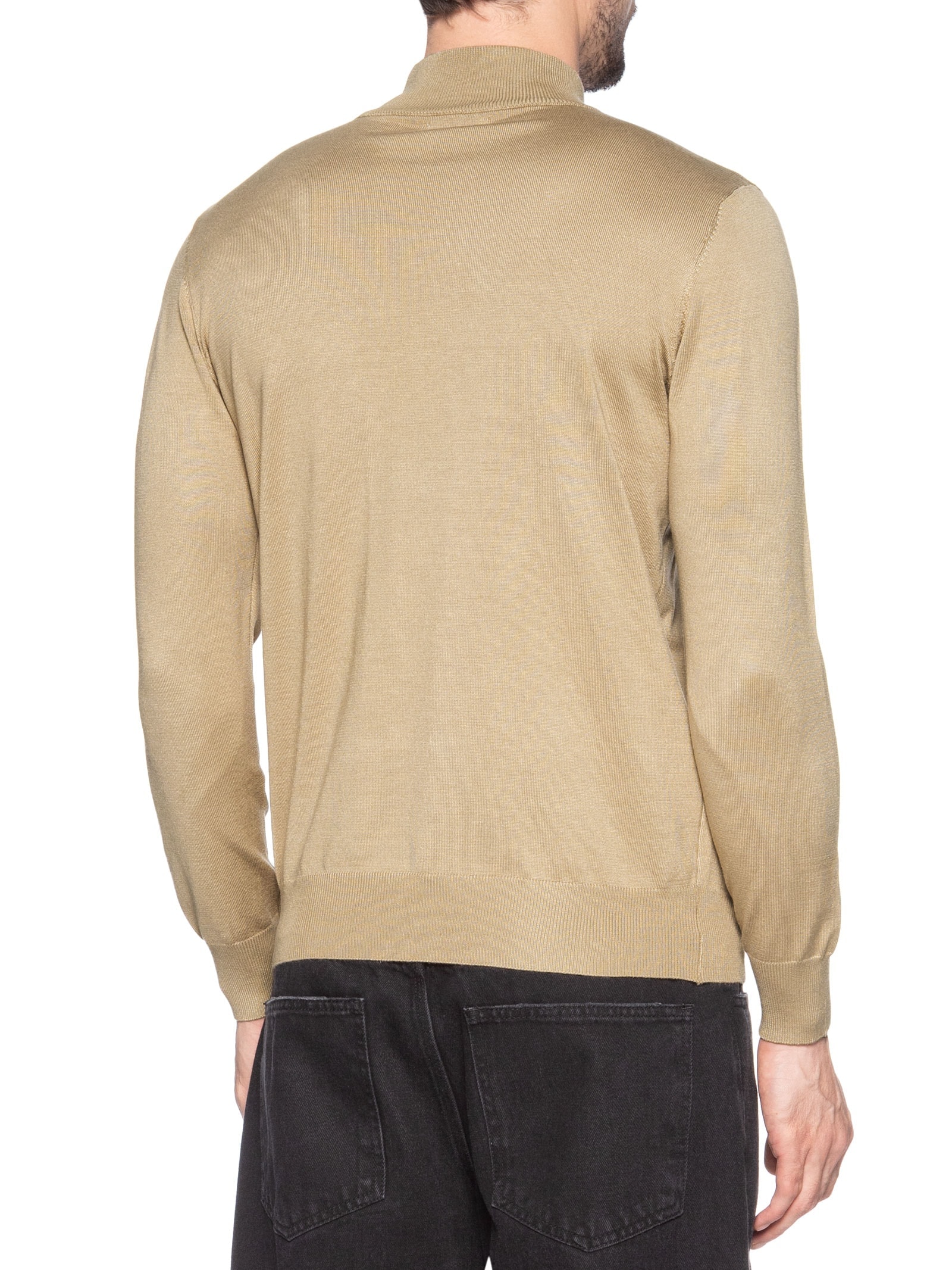 Tricot Masculino Básico Gola Alta Bege Basiq Men