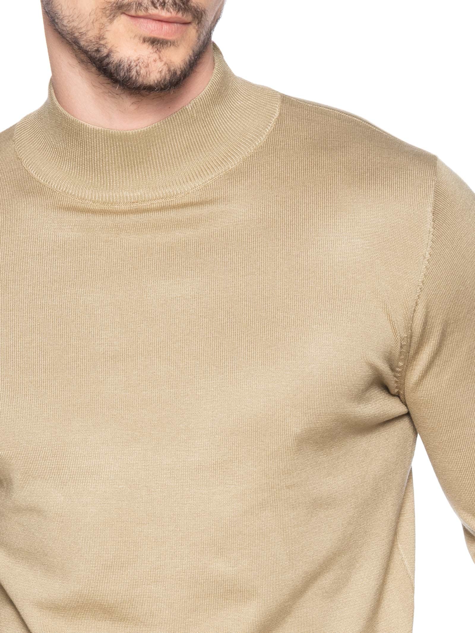 Tricot Masculino Básico Gola Alta Bege Basiq Men