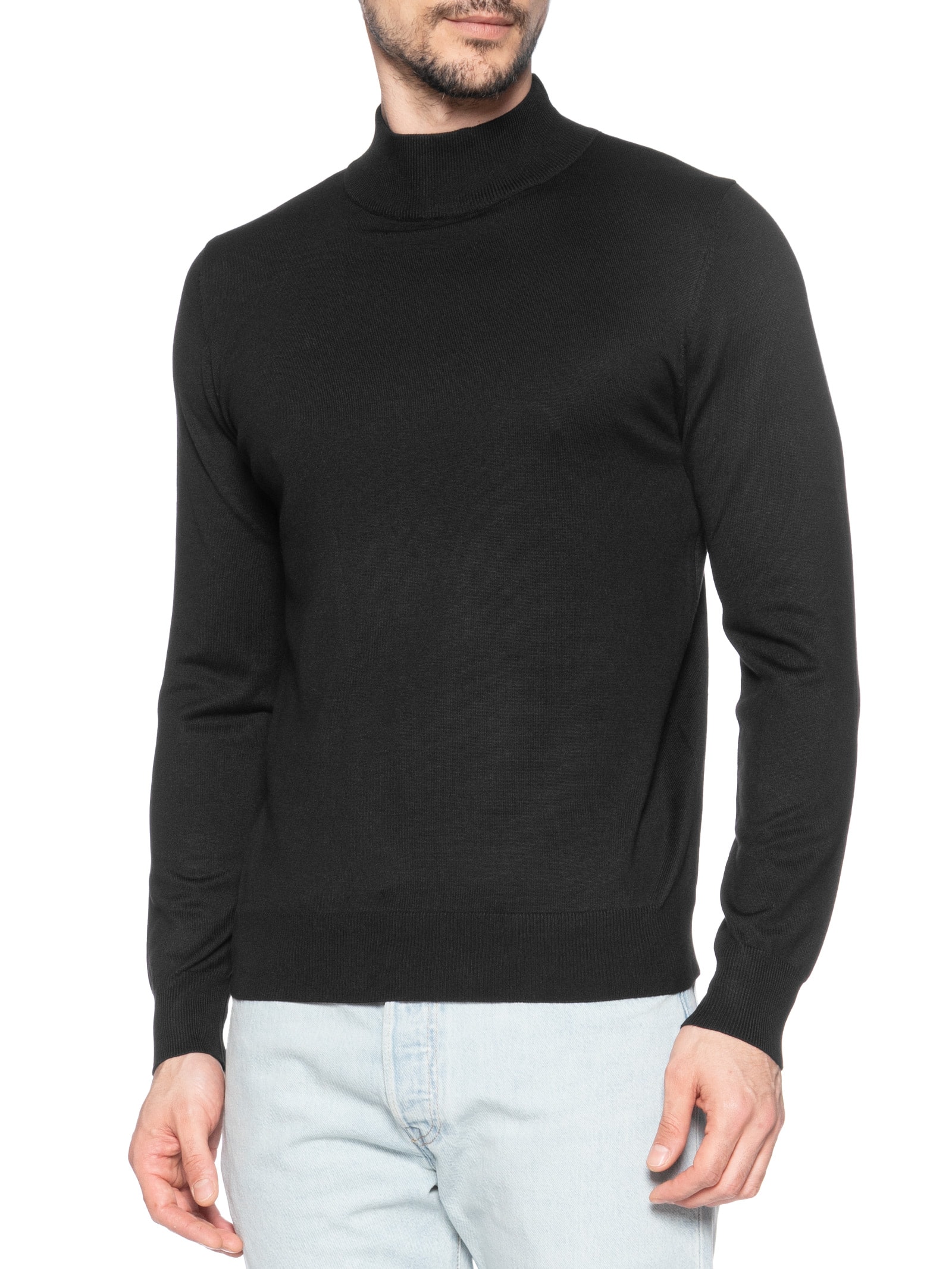 Tricot Masculino Básico Gola Alta Preto Basiq Men