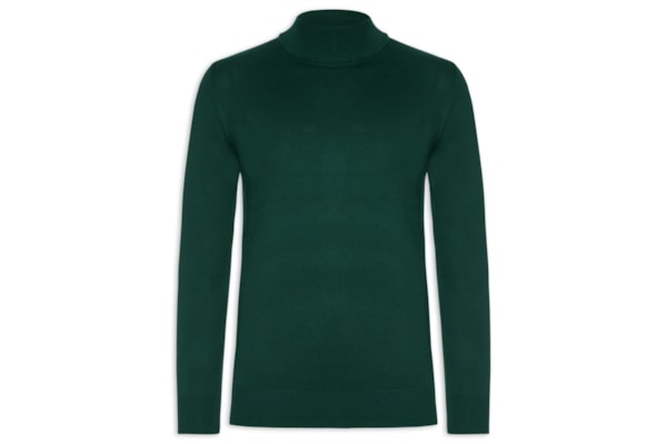 Tricot Masculino Básico Gola Alta - Verde