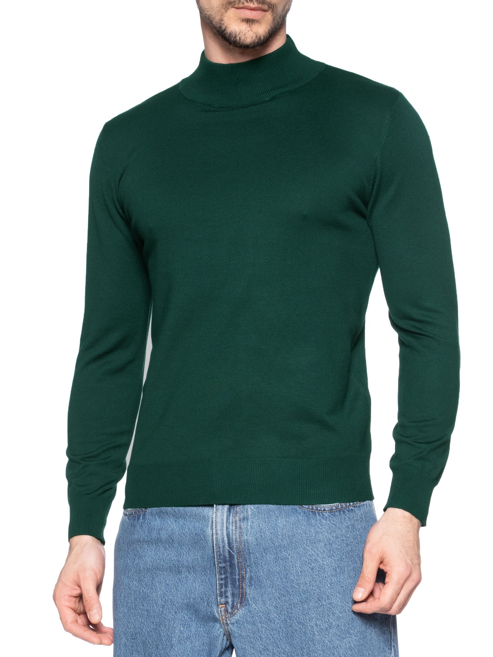 Tricot Masculino Básico Gola Alta Verde Basiq Men