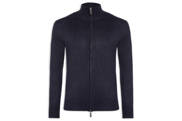 Tricot Masculino Full Zíper Mescla Touch - Azul