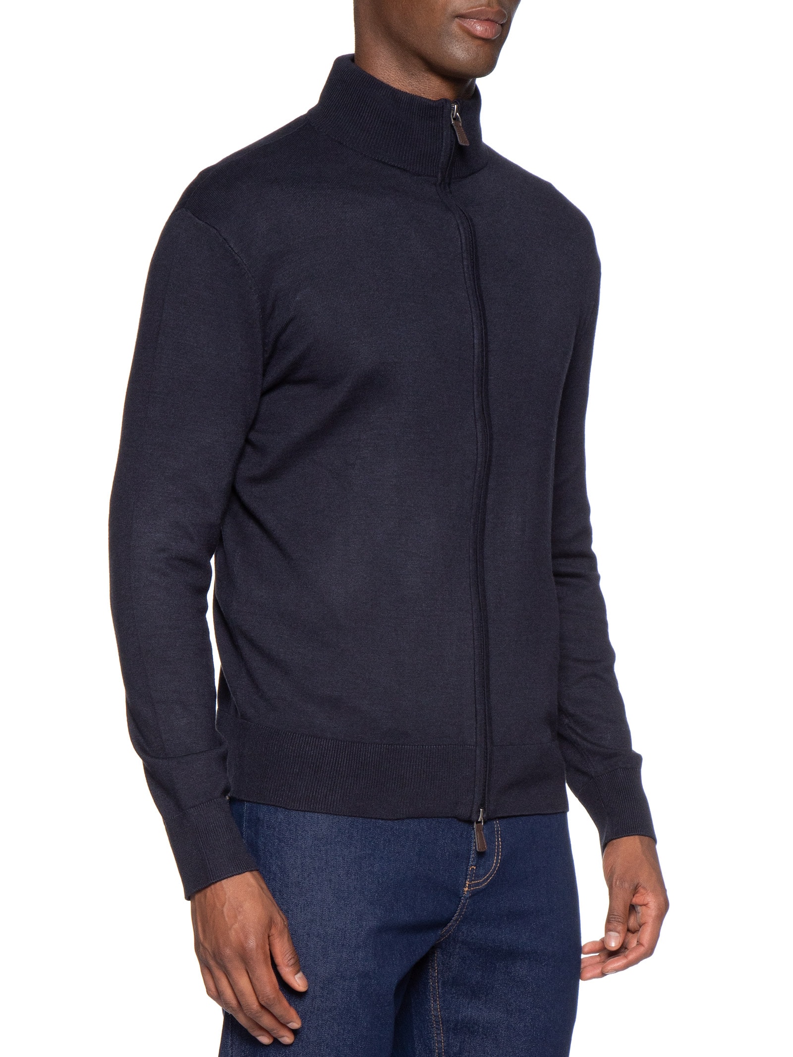 Tricot Masculino Full Zíper Mescla Touch Azul Reserva