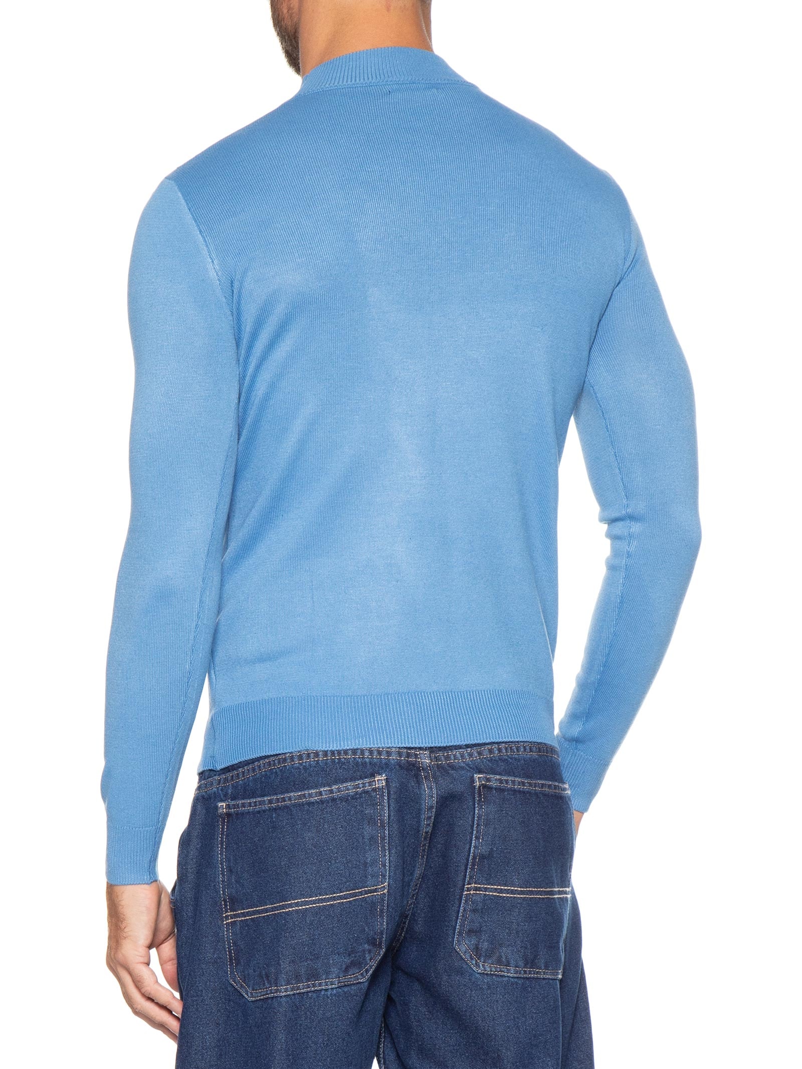 Tricot Masculino Gola Alta Básico Azul Basiq Men