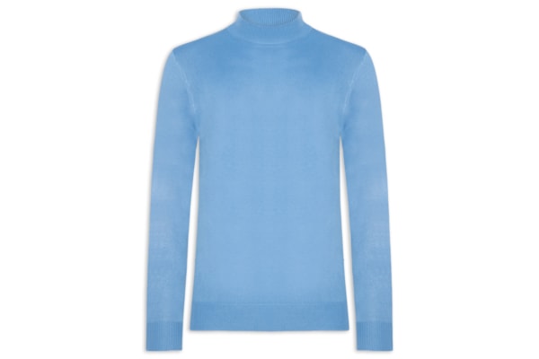 Tricot Masculino Gola Alta Básico - Azul