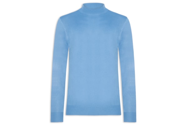 Tricot Masculino Gola Alta Básico - Azul