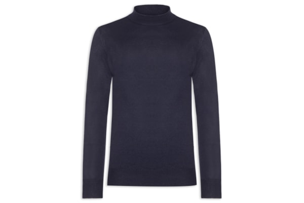 Tricot Masculino Gola Alta Básico - Azul