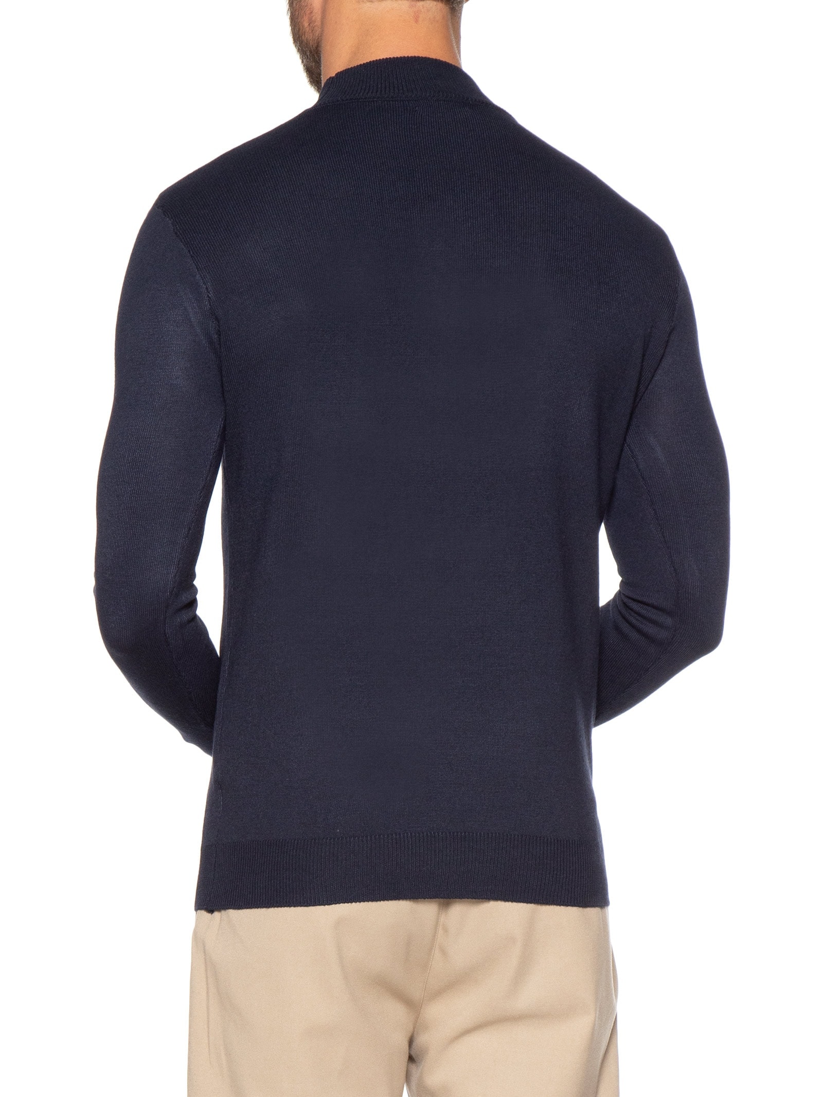 Tricot Masculino Gola Alta Básico Azul Basiq Men