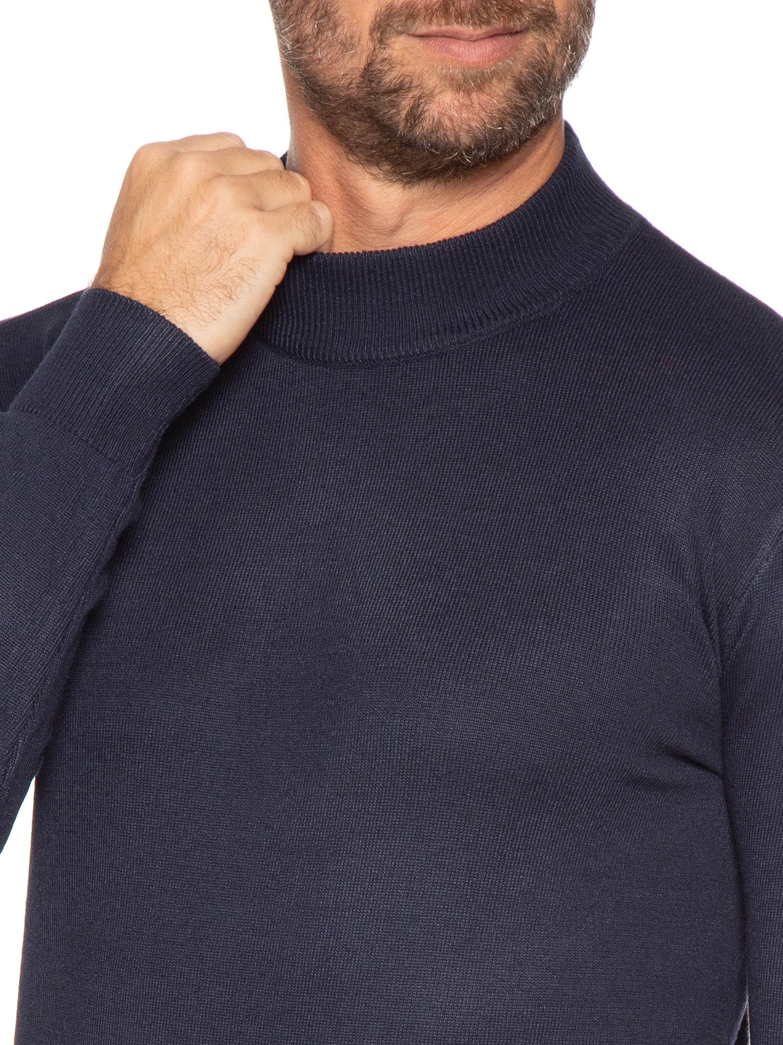 Tricot Masculino Gola Alta Básico Azul Basiq Men