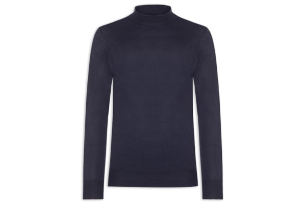 Tricot Masculino Gola Alta Básico - Azul