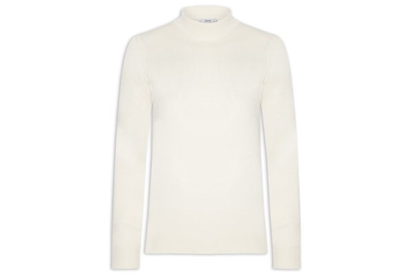 Tricot Masculino Gola Alta Básico - Bege