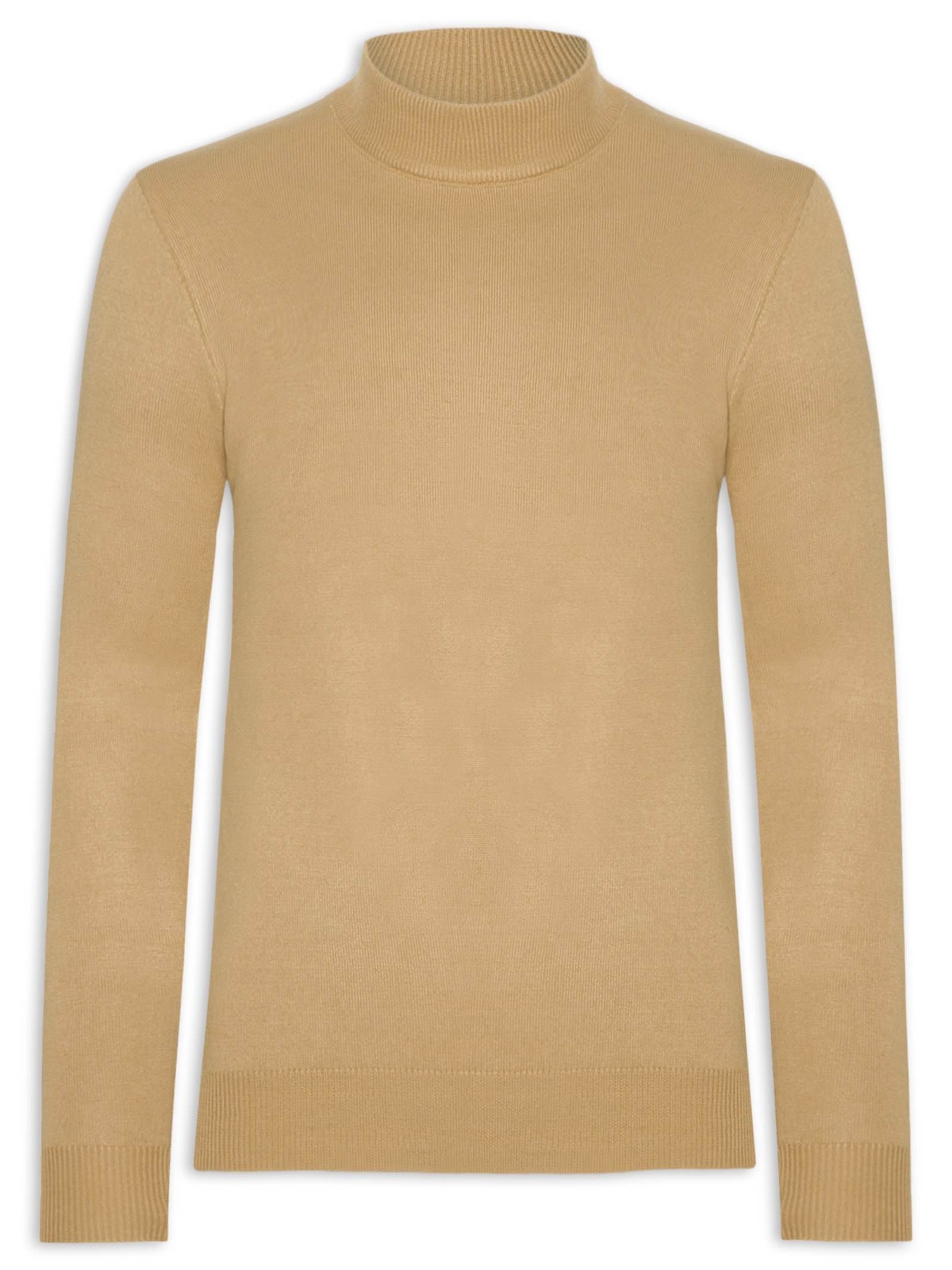 Tricot Masculino Gola Alta Básico Bege Basiq Men
