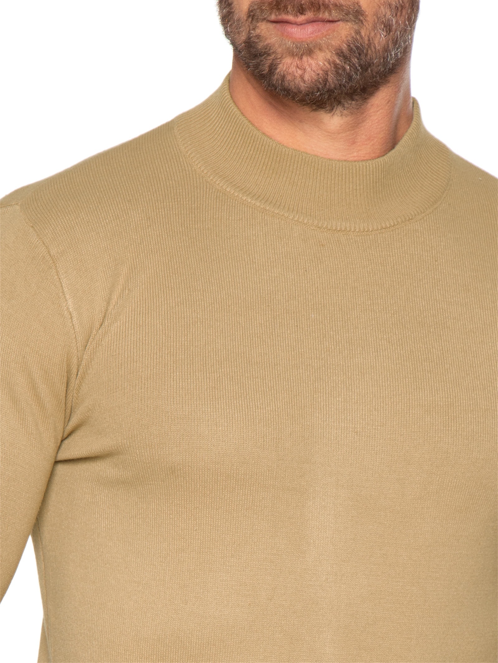 Tricot Masculino Gola Alta Básico Bege Basiq Men