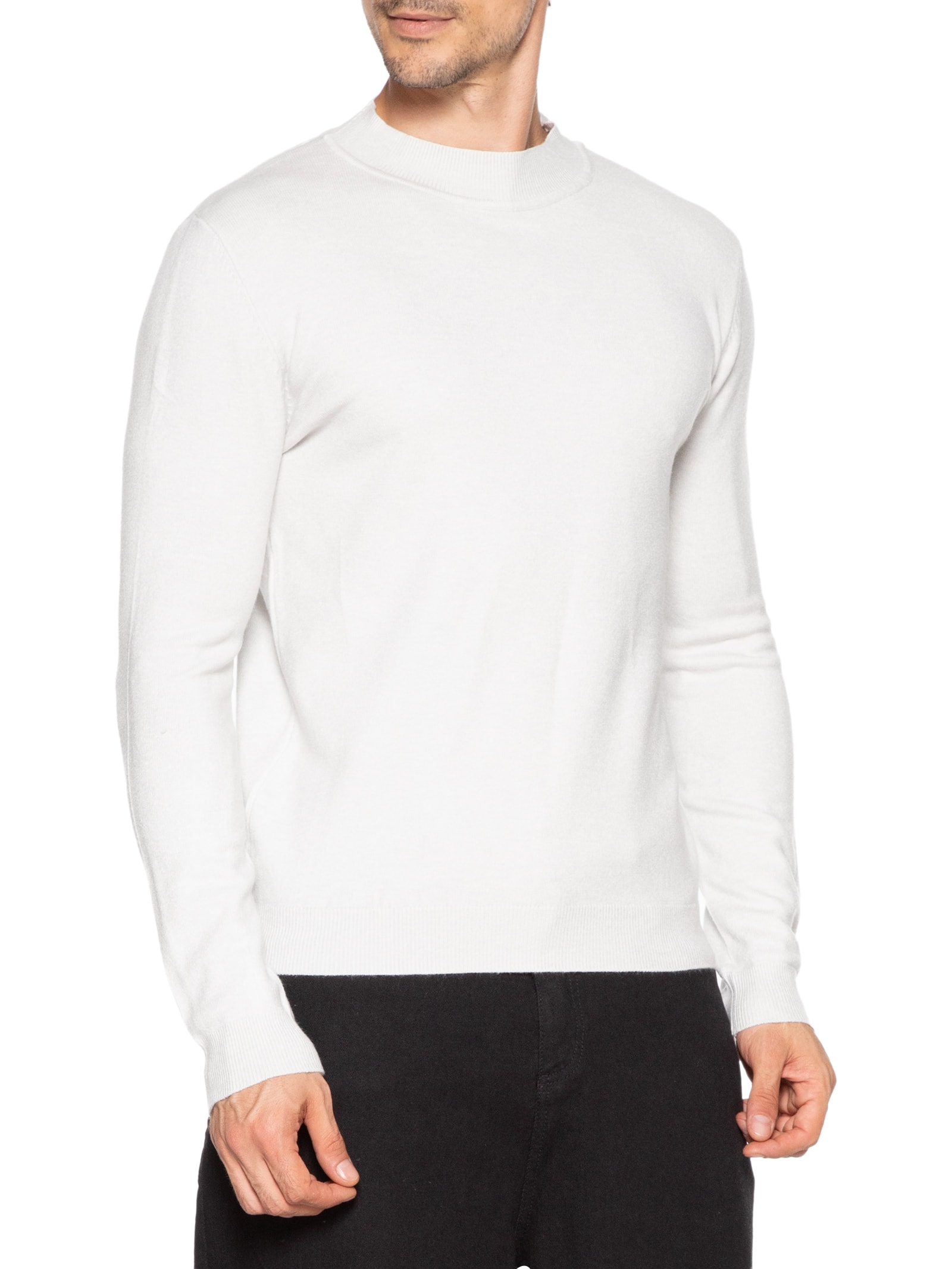 Tricot Masculino Gola Alta Básico Cinza '2 Essential