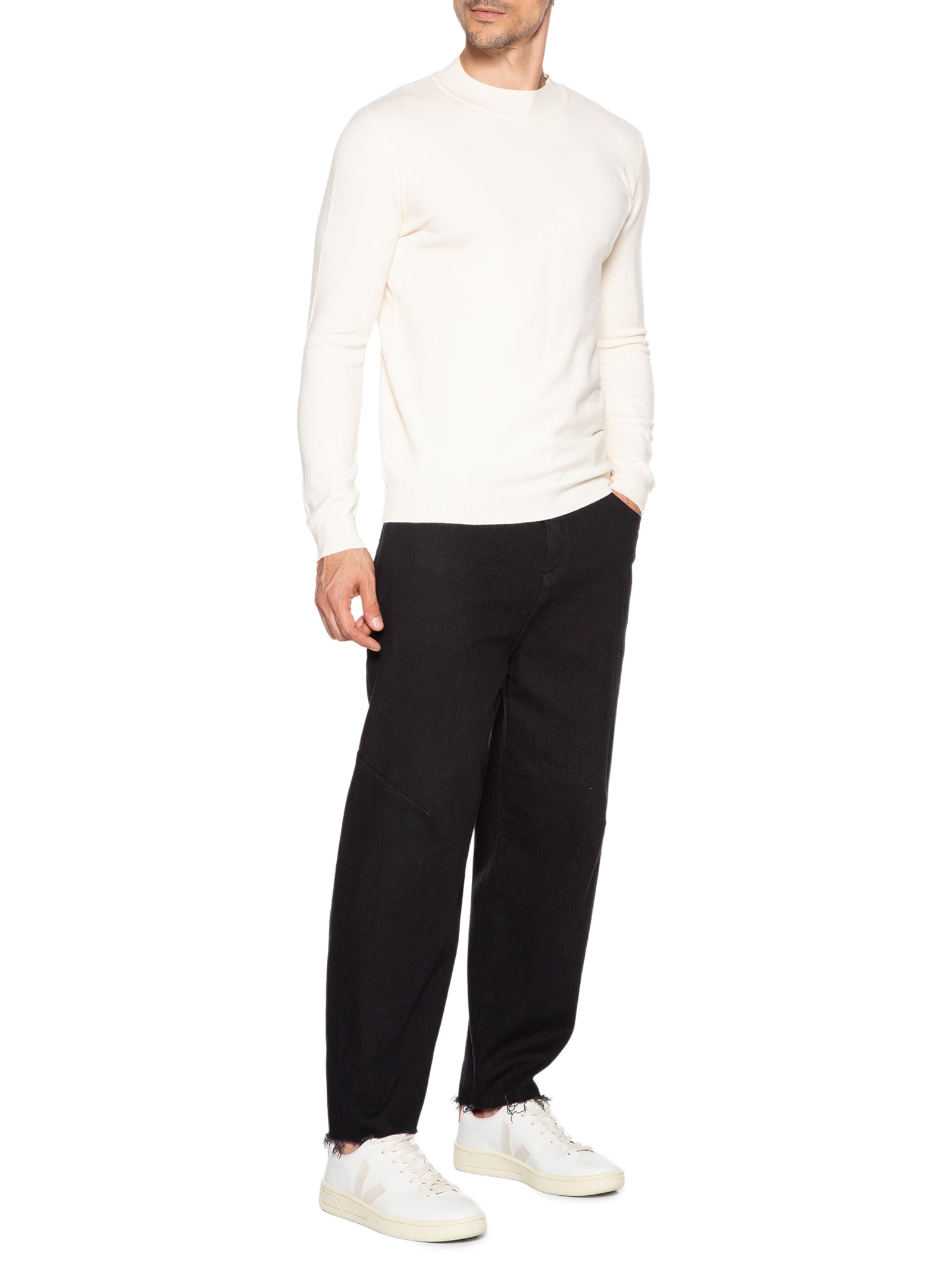 Tricot Masculino Gola Alta Básico Off White '2 Essential