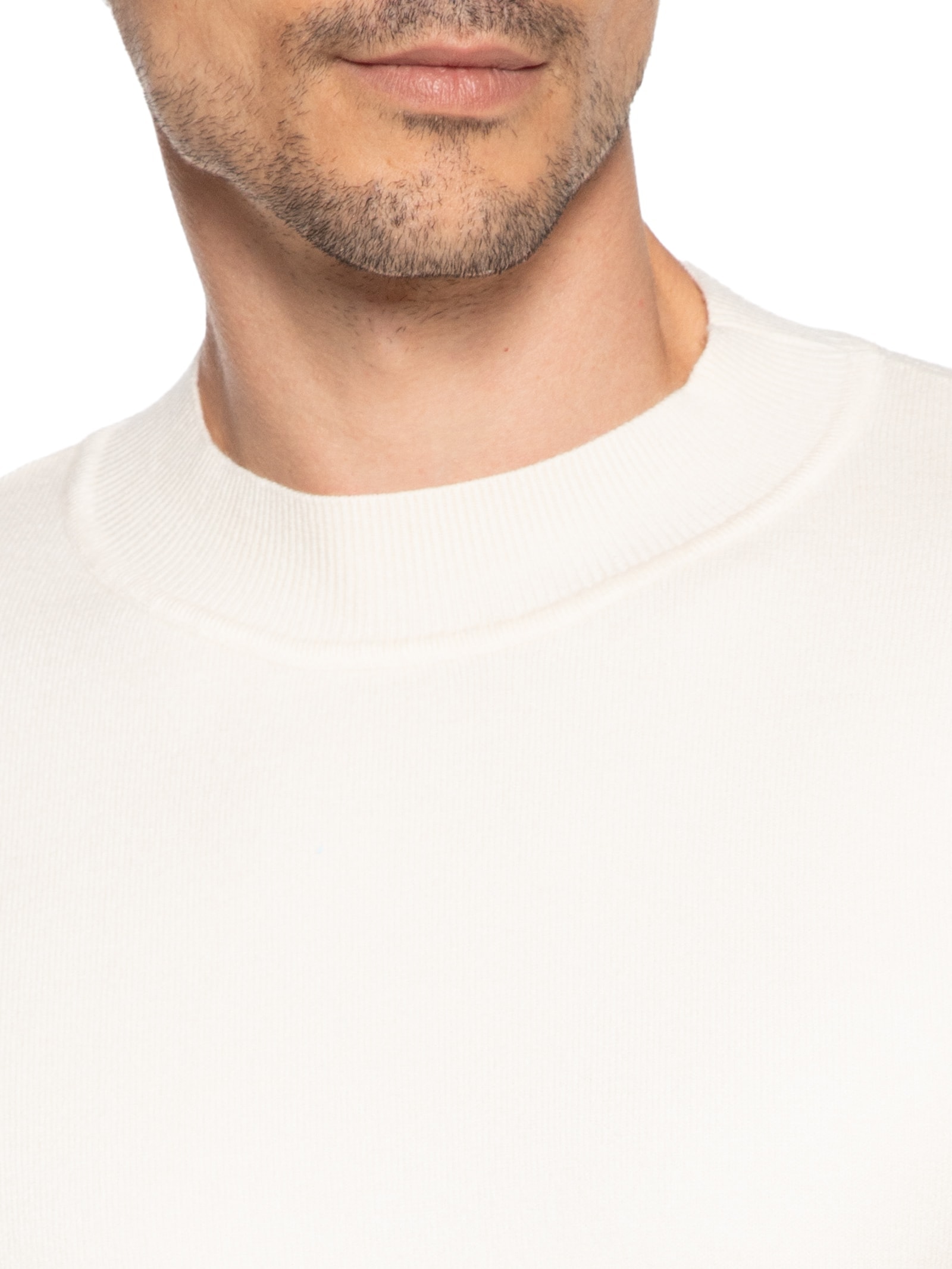 Tricot Masculino Gola Alta Básico Off White '2 Essential