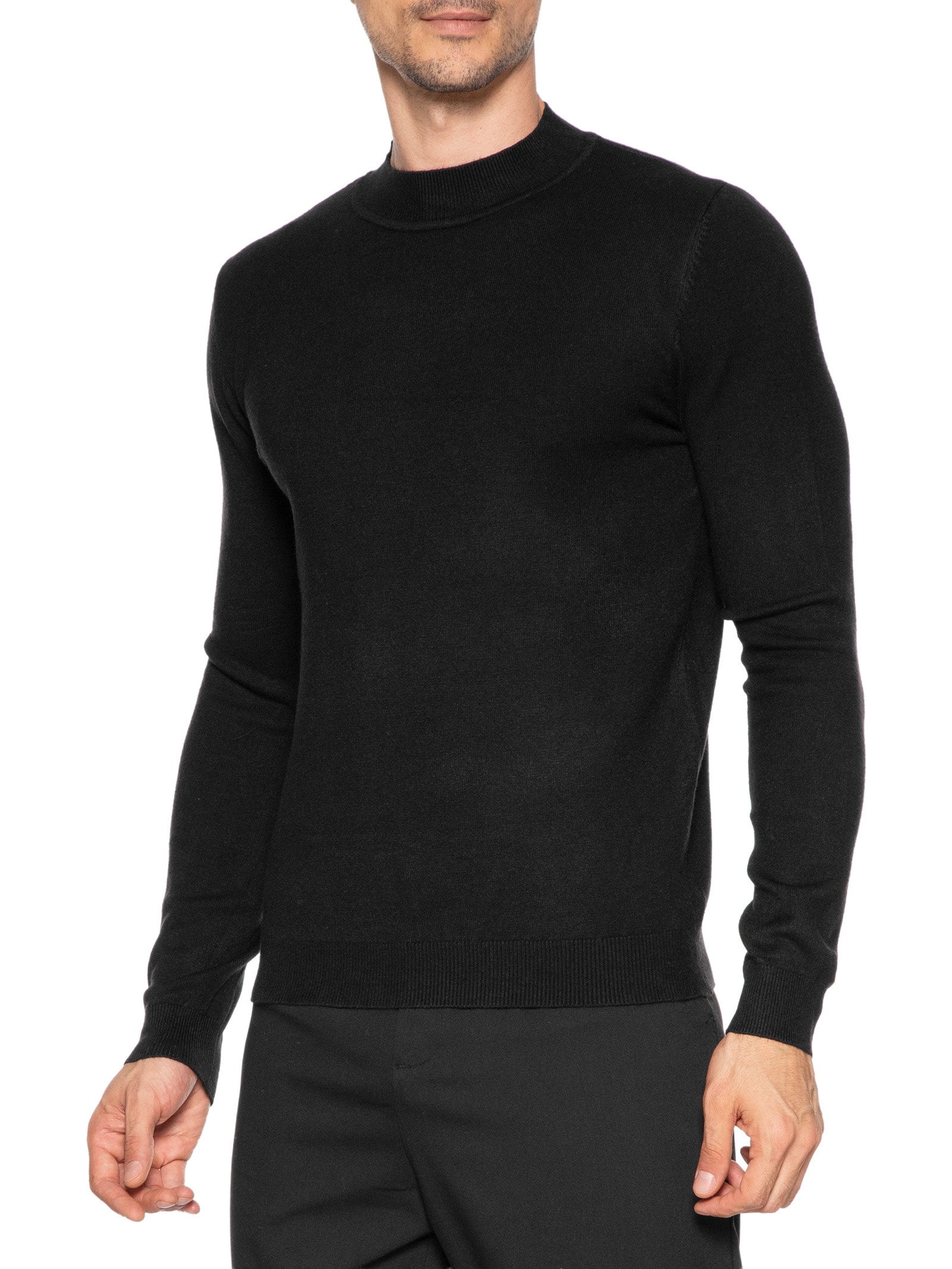 Tricot Masculino Gola Alta Básico Preto '2 Essential