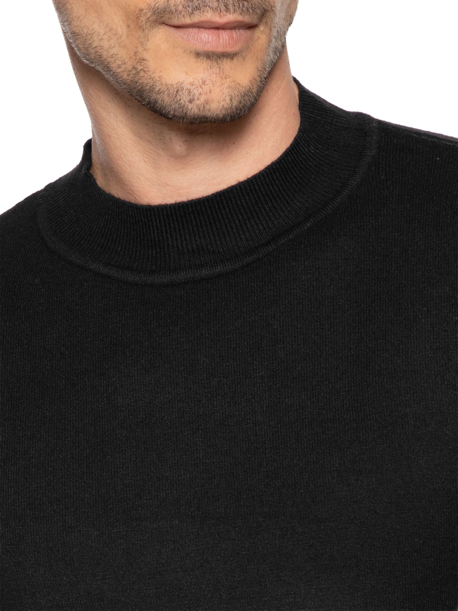 Tricot Masculino Gola Alta Básico Preto '2 Essential