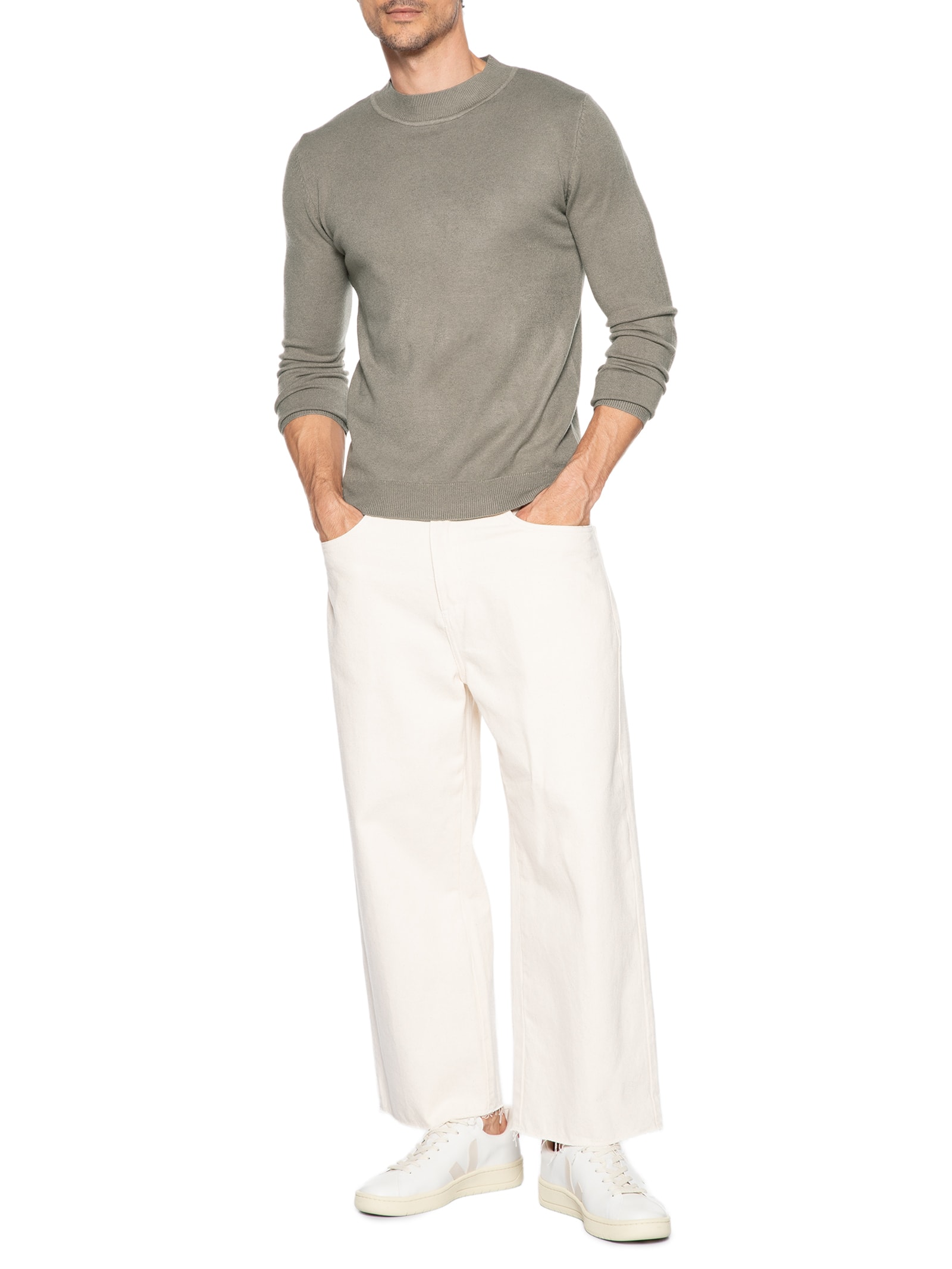 Tricot Masculino Gola Alta Básico Verde '2 Essential