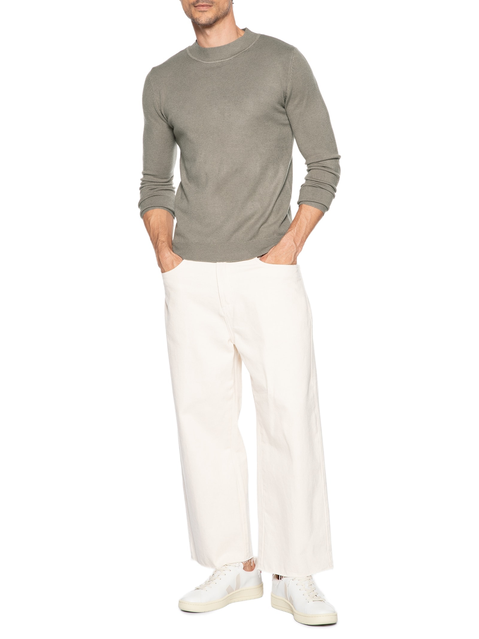 Tricot Masculino Gola Alta Básico Verde '2 Essential