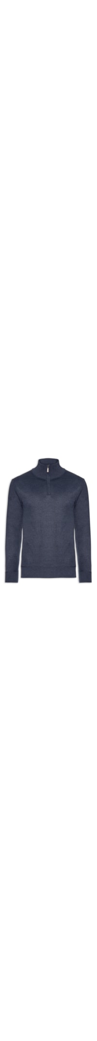 Tricot Masculino Gola Alta Meio Zíper - Azul