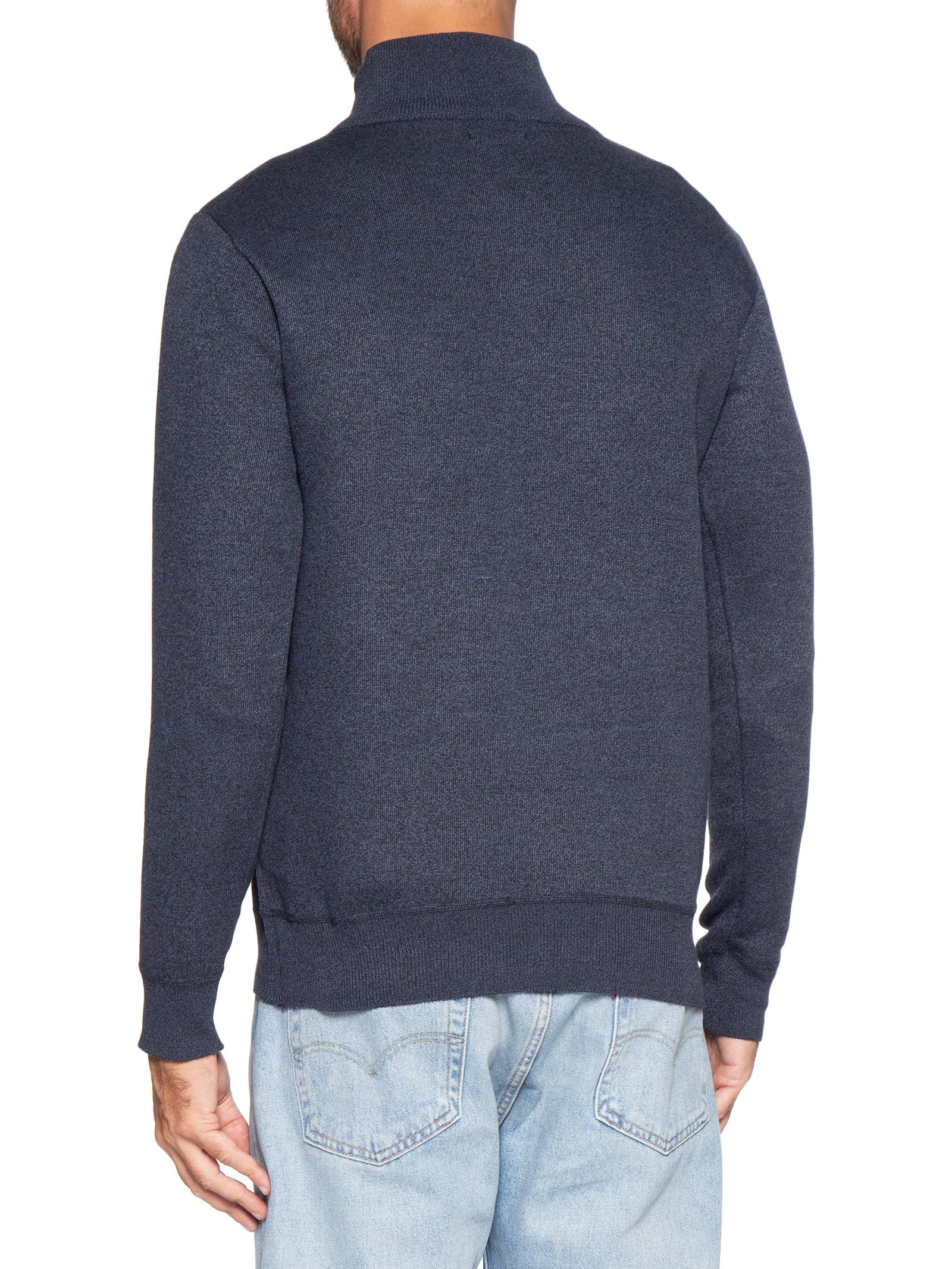 Tricot Masculino Gola Alta Meio Zíper Azul Basiq Men