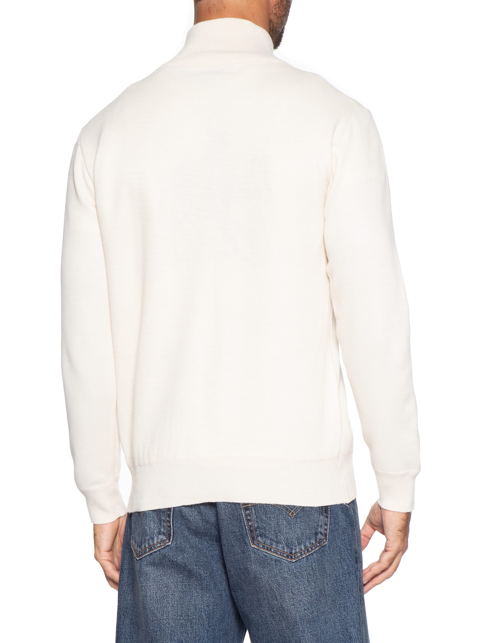 Tricot Masculino Gola Alta Meio Zíper Off White Basiq Men