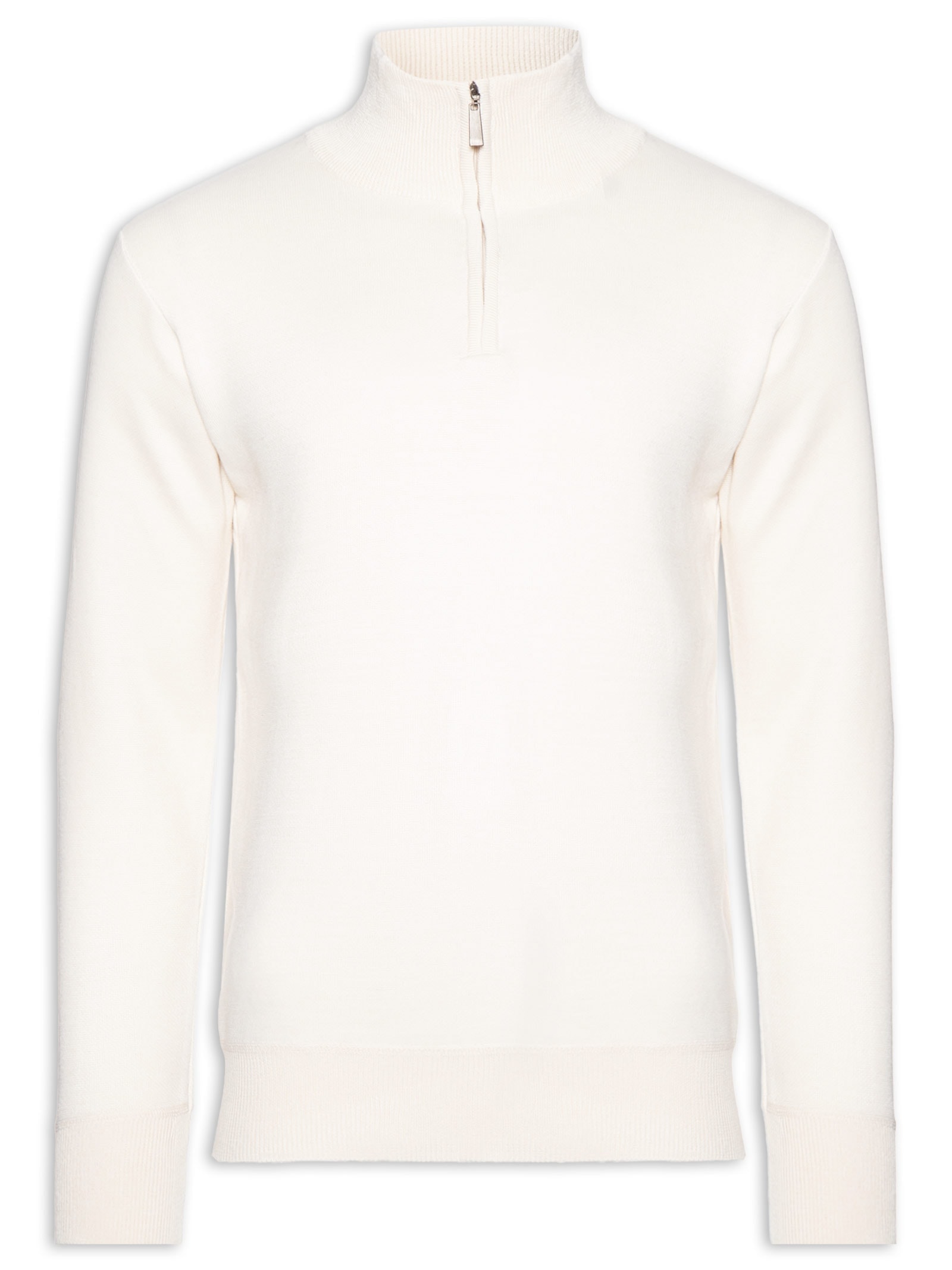 Tricot Masculino Gola Alta Meio Zíper Off White Basiq Men