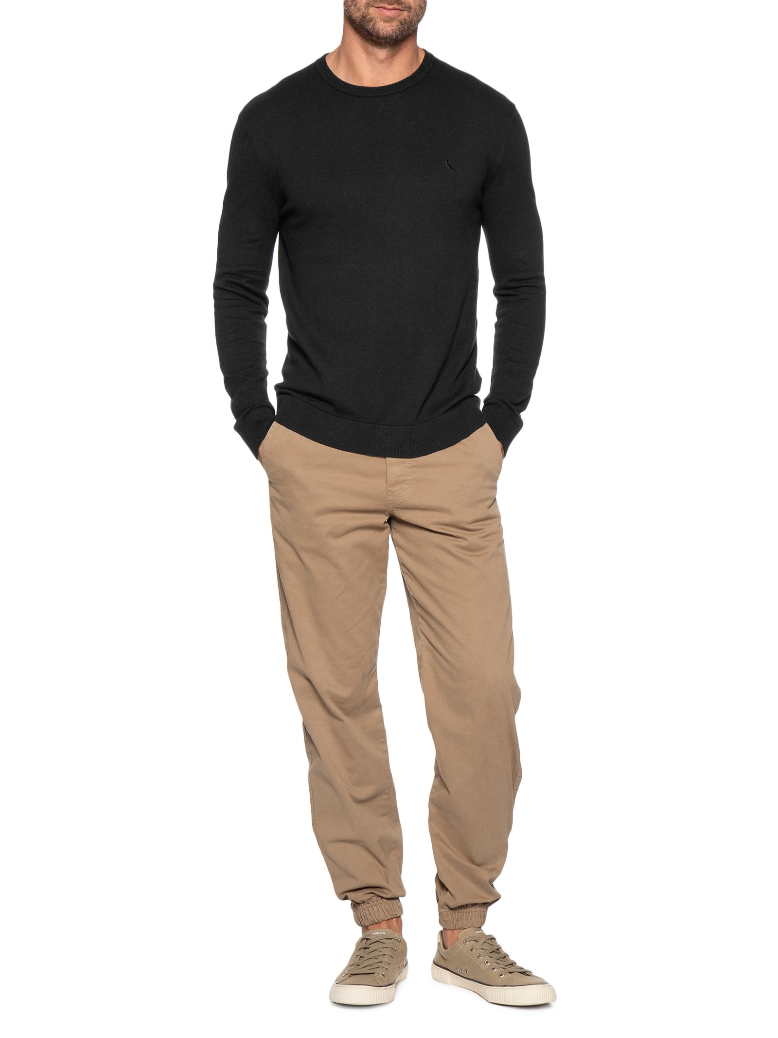 Tricot Masculino Gola Careca Preto Reserva