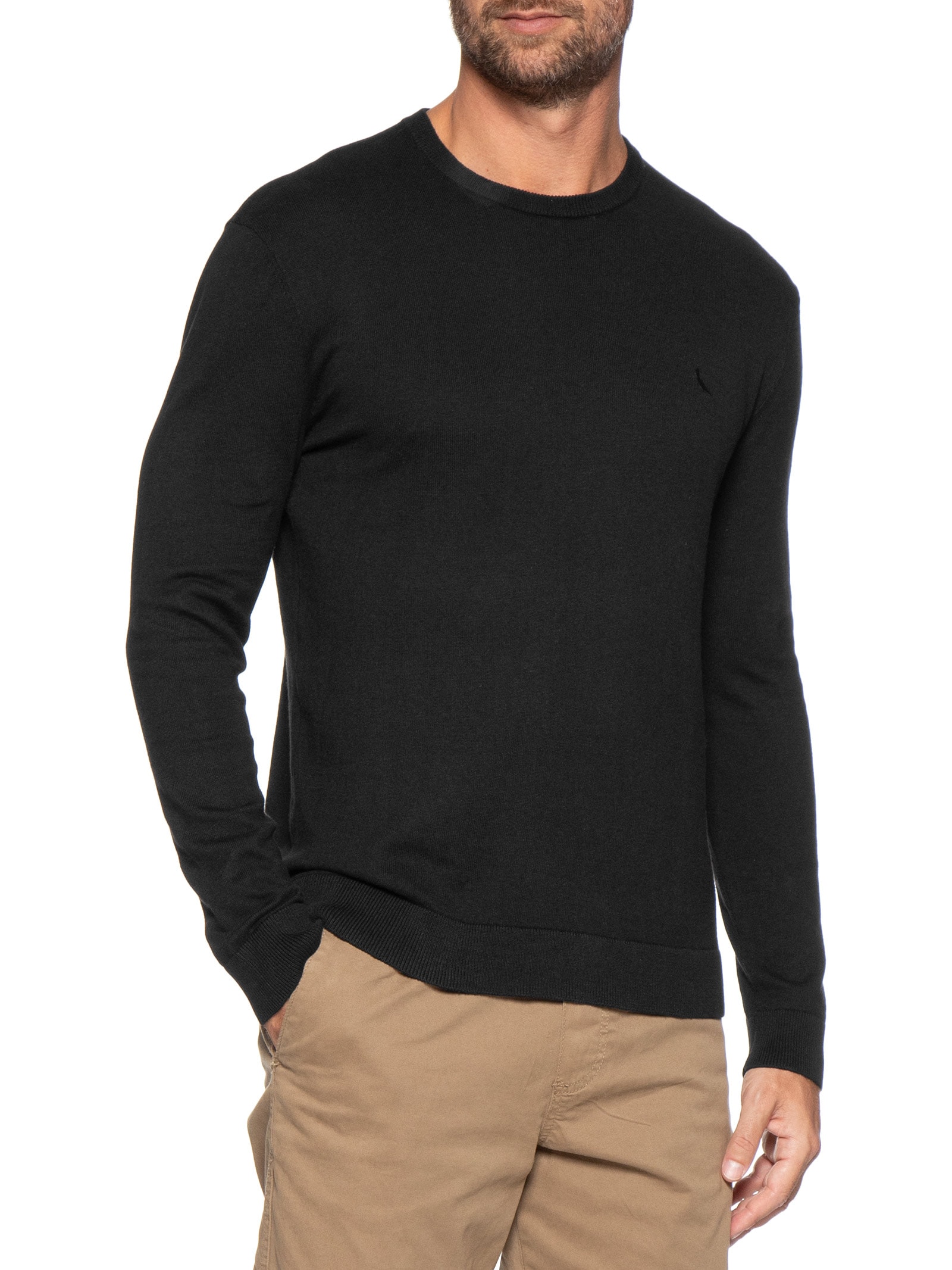 Tricot Masculino Gola Careca Preto Reserva