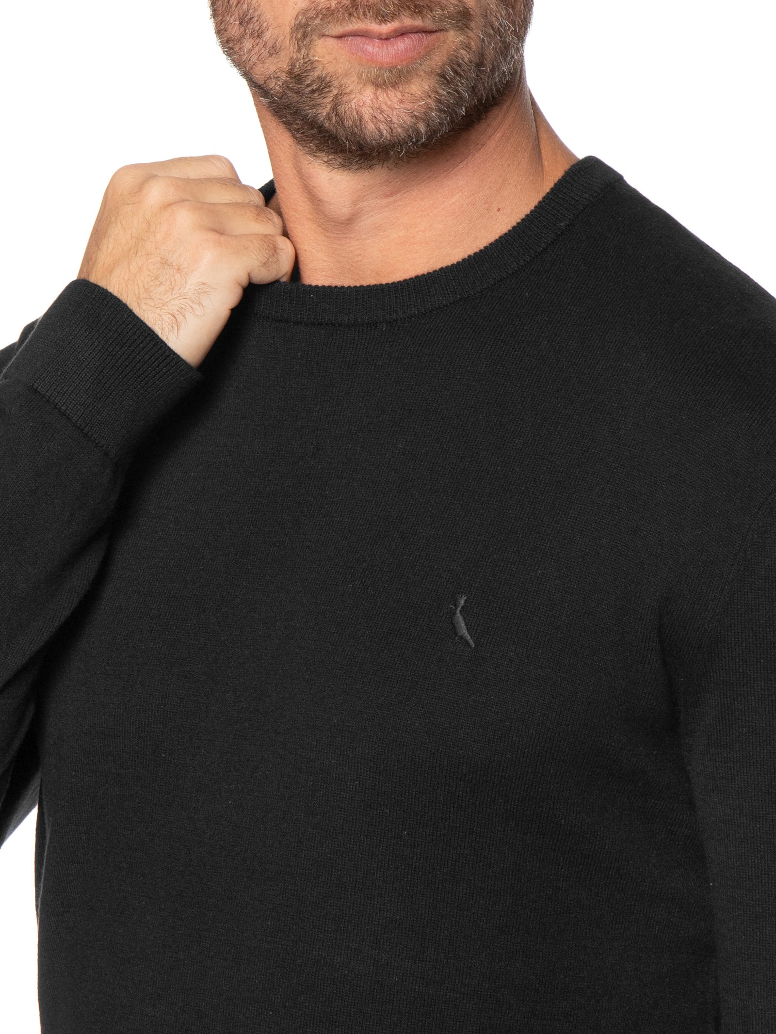 Tricot Masculino Gola Careca Preto Reserva