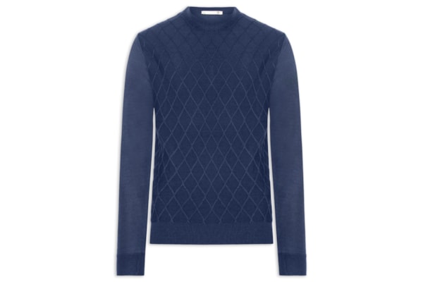 Tricot Masculino Gola Redonda Texturizado - Azul