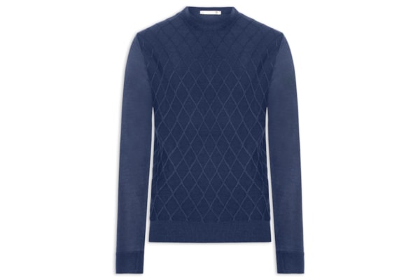 Tricot Masculino Gola Redonda Texturizado - Azul