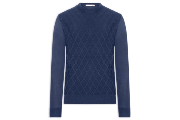 Tricot Masculino Gola Redonda Texturizado - Azul