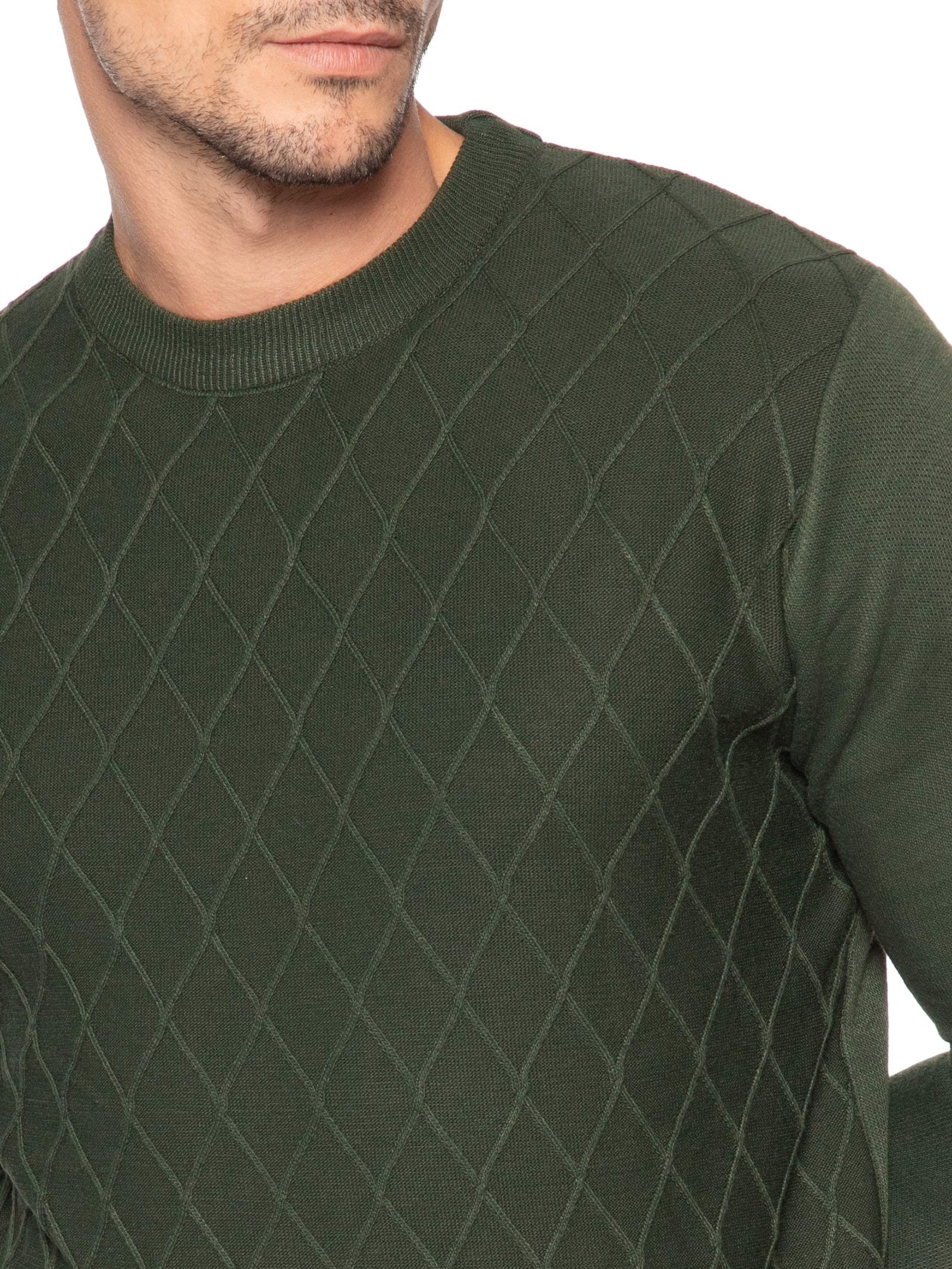Tricot Masculino Gola Redonda Texturizado Bege '2 Essential