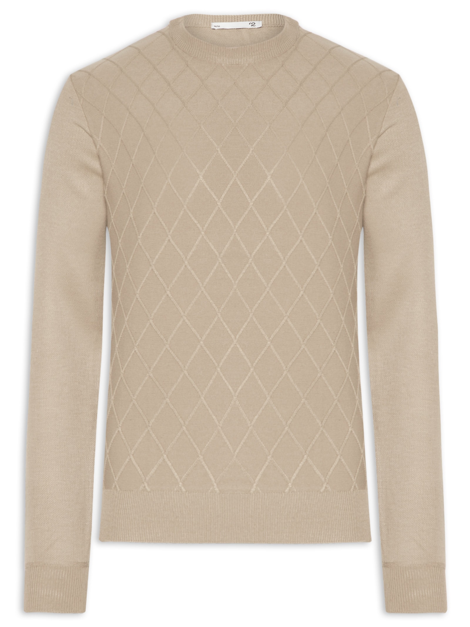 Tricot Masculino Gola Redonda Texturizado Bege '2 Essential