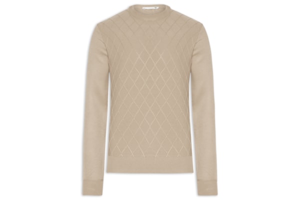 Tricot Masculino Gola Redonda Texturizado - Bege