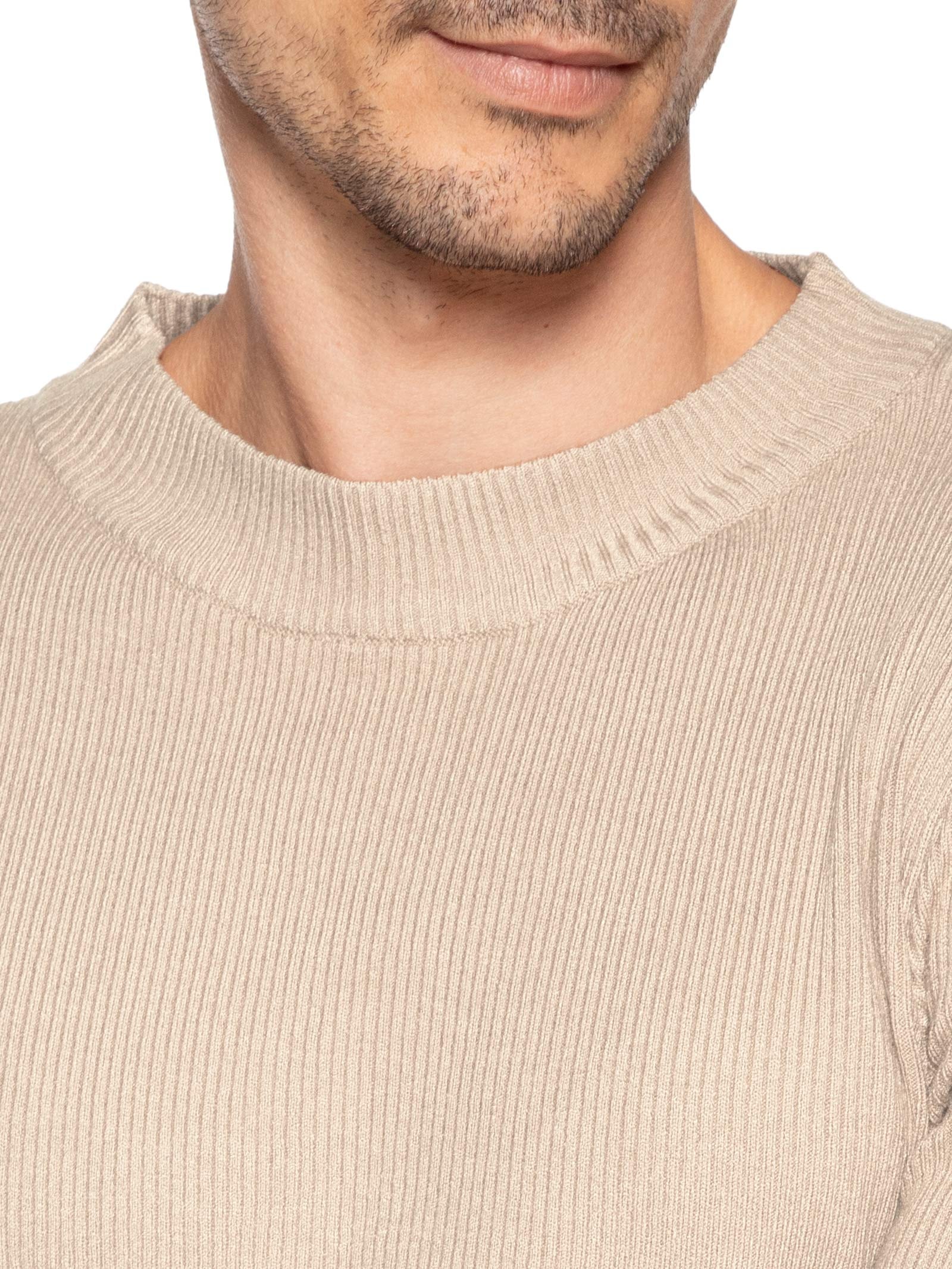 Tricot Masculino Gola Redonda Viscose Bege '2 Essential