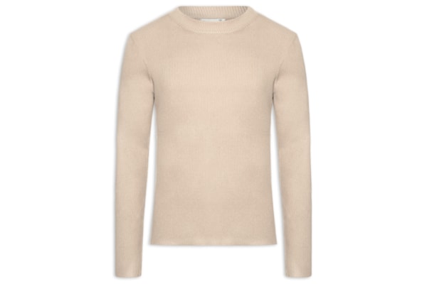 Tricot Masculino Gola Redonda Viscose - Bege