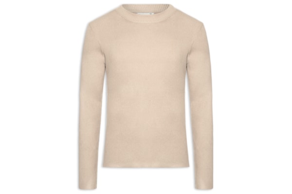 Tricot Masculino Gola Redonda Viscose - Bege