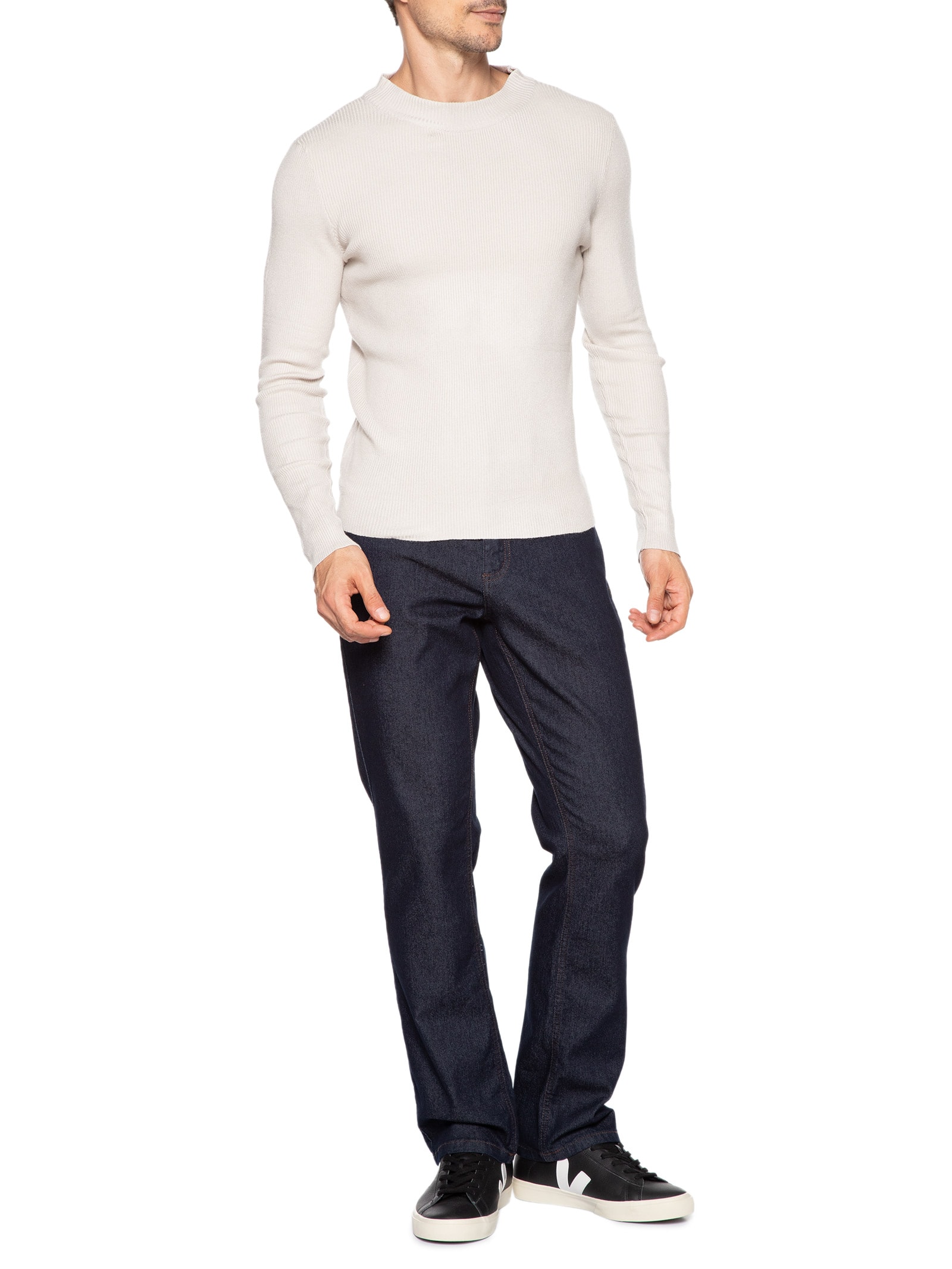 Tricot Masculino Gola Redonda Viscose Cinza '2 Essential