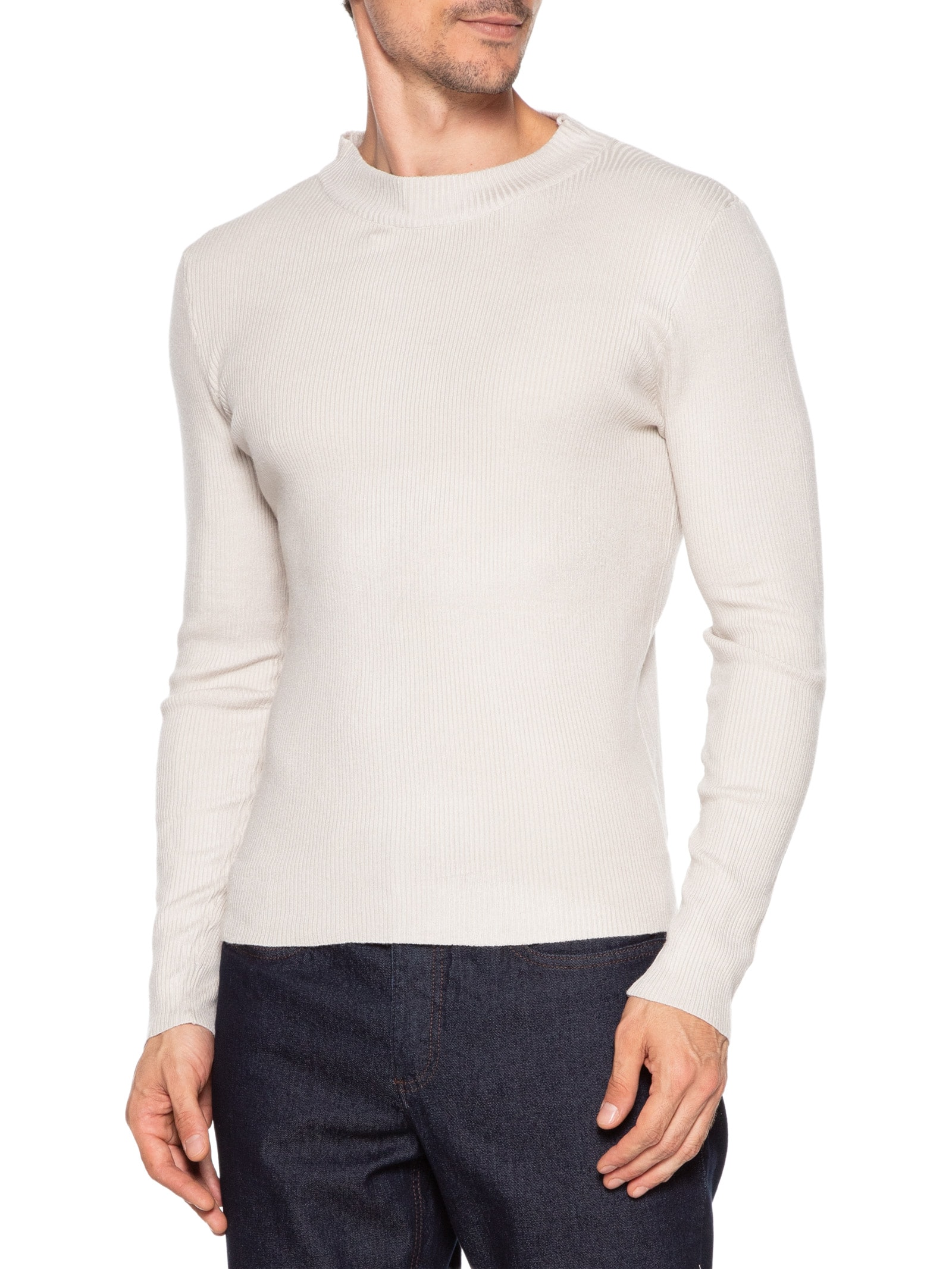 Tricot Masculino Gola Redonda Viscose Cinza '2 Essential