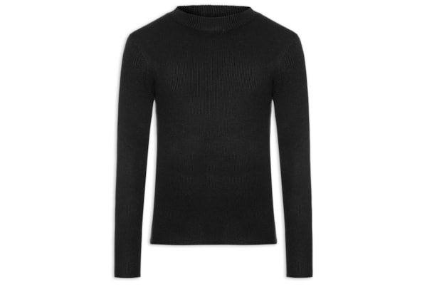 Tricot Masculino Gola Redonda Viscose - Preto