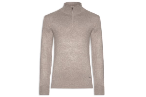 Tricot Masculino Meio Zíper Mescla Touch - Cinza