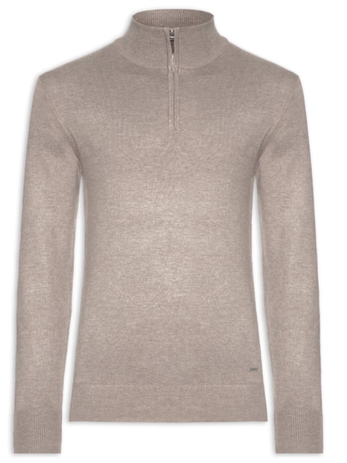 Tricot Masculino Meio Zíper Mescla Touch – Cinza
