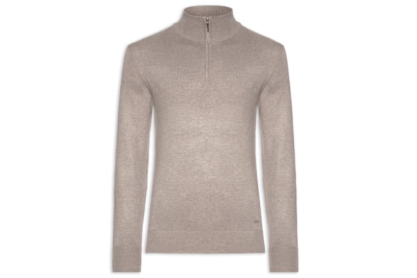 Tricot Masculino Meio Zíper Mescla Touch - Cinza